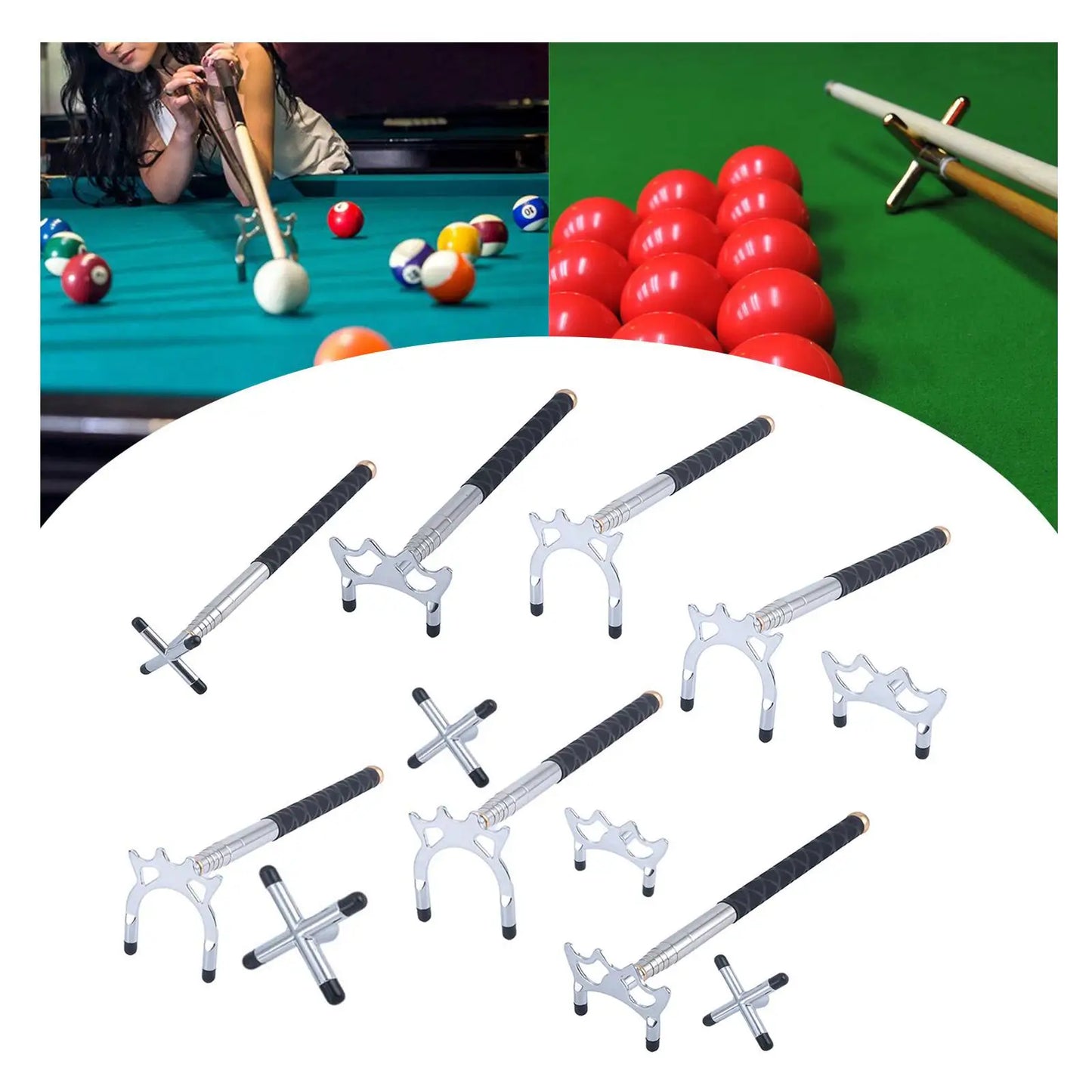 Extendable Billiard Cue Bridge with Bridge Head